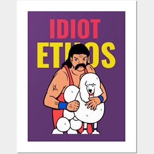 Idiot Ethos Mullet Mustache Wrestler Dark Humor Posters and Art